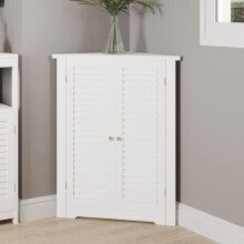 White Wooden Triangle Cabinet Shelf With Shutter Doors Corner Fitting Cabinet White Wooden Triangle Free Standing Kitchen Bathroom Space Saving