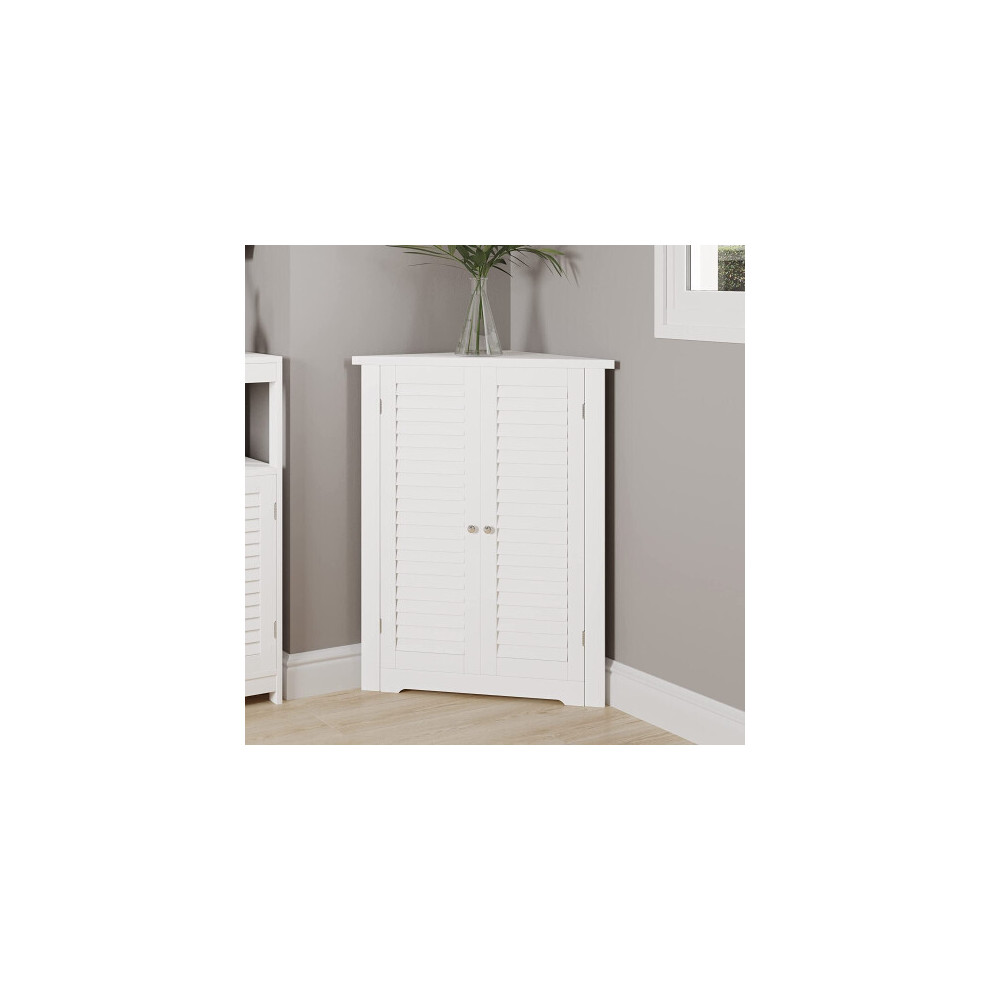 Hygrad Built To Survive White Wooden Triangle Cabinet Shelf With Shutter Doors Corner Fitting Cabinet White Wooden Triangle Free Standing Kitchen Bathroom Space Saving