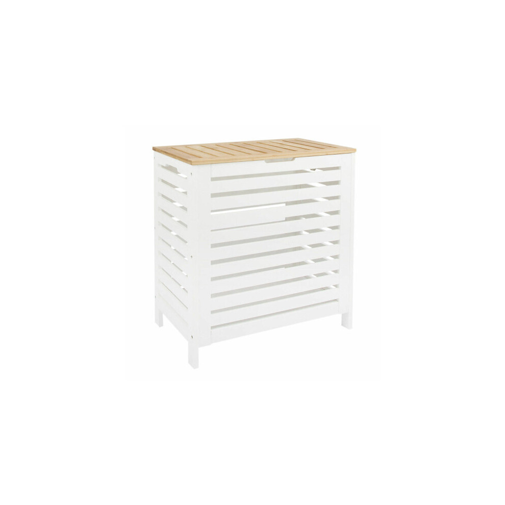 Grand panier à linge en bois blanc Rectangle Hamper Salle de bain Chambre à coucher Couvercle UK Dis