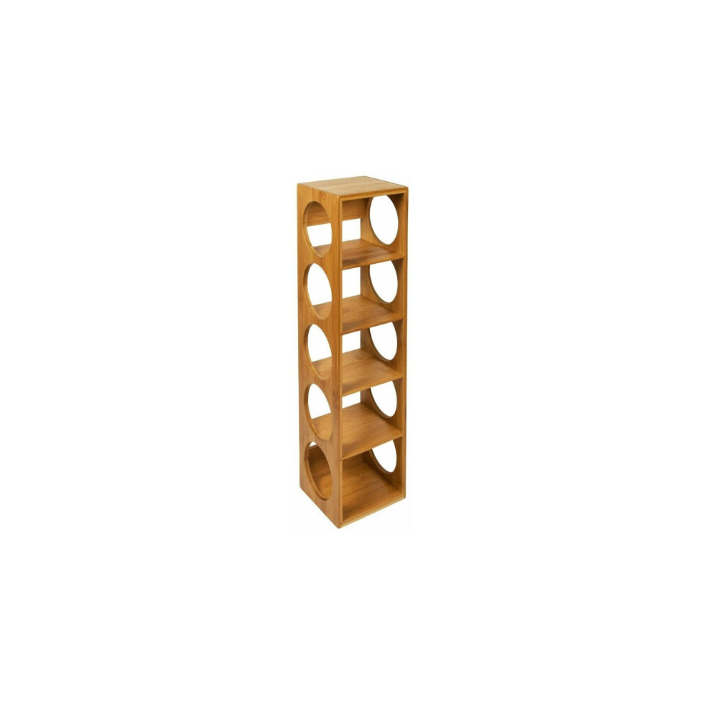 Bamboo Wooden Free Floor Standing Wine Rack Bottle Holder Organizer 5 Bottle