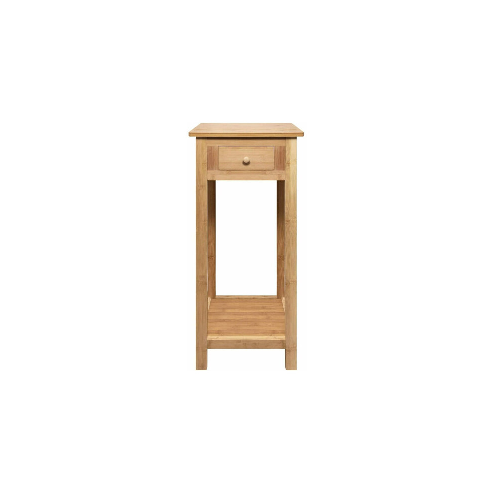 Bamboo Wood Tall Side Bedroom Living Room End Table with Drawer Shelf Nightstand