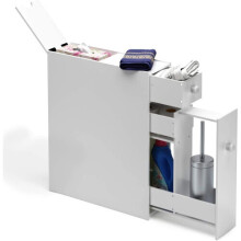 Slim White Wooden Free Standing Portable Bathroom Cabinet Organiser Storage