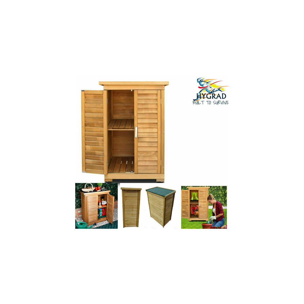 Armoire de rangement extérieure en bois de sapin portable 69x43x96 cm - étagères amovibles, toit en asphalte vert, rangement outils et jardin