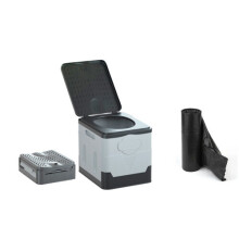Inodoro plegable portátil para camping, senderismo, viajes, exterior, interior y bolsa de 30 litros