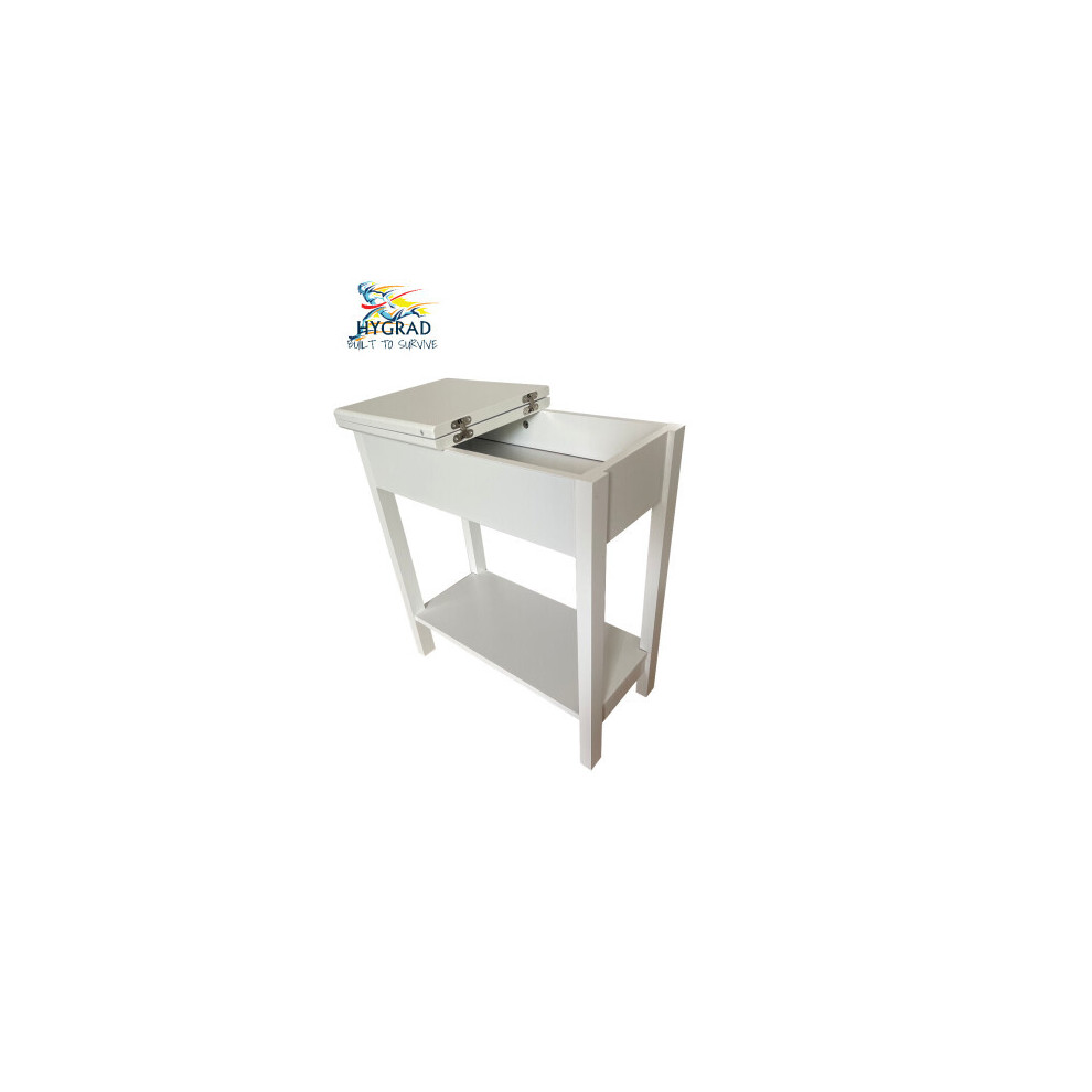 Wooden Narrow Flip Top Sofa Side End Table Night Stand With Storage Shelf White