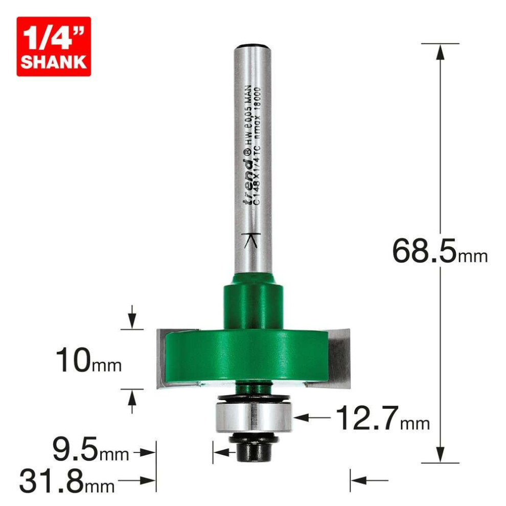 C148X1/4TC - Slotting Router Cutter 10mm Cut of Trend