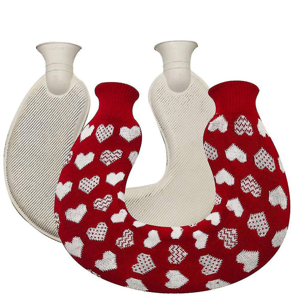 Gray ( Snowflakes) U-Shaped Hot Water Bottle Compatible With Neck And Shoulder, Warmer Hot Water Bag
