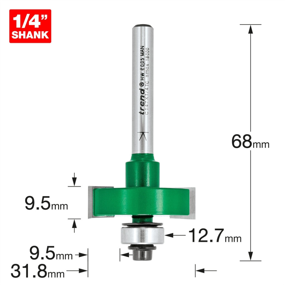 Trend C147x1/4Tc - Slotting Router Cutter 9.5 Mm Cut Of