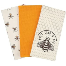 (Bumble Bee) Tea Towels 100% Cotton Kitchen Linen Pack of 3