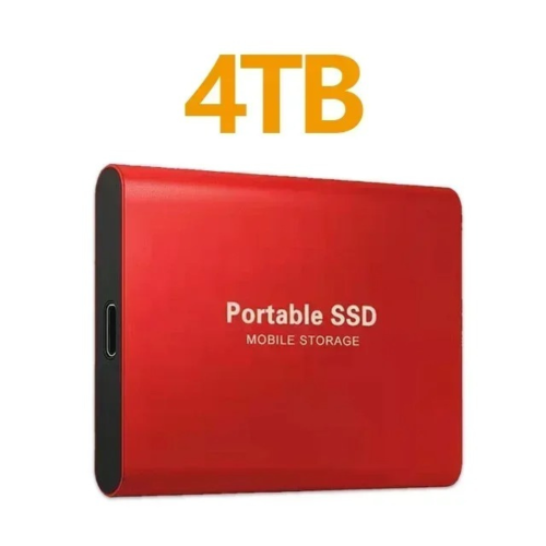 (Red 4TB) External Hard Drive Portable Shockproof Mobile SSD