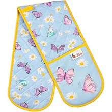 (Blue-Butterflies) Double Oven Gloves Kitchen Heat resistant mitts