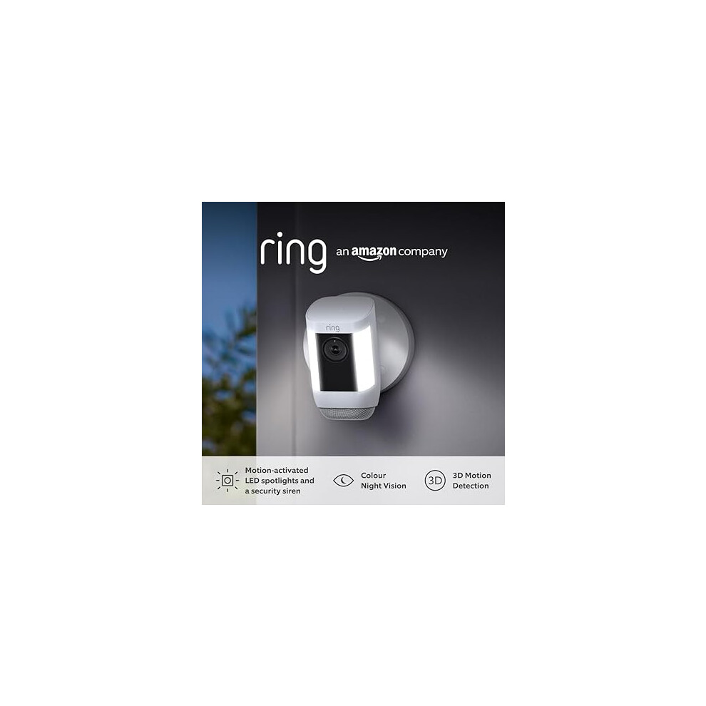 Ring Cam Pro Spotlight Hardwired Outdoor Camera LED  White