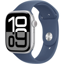 Apple Watch Series 10 46mm (GPS) (MWWM3, Ασημί αθλητικό λουράκι από αλουμίνιο - M/L)