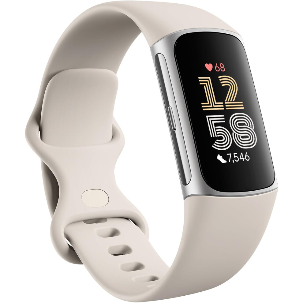 Fitbit Charge 6 Fitness Wristband (Porcelain+Silver) Silver
