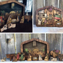 Holzstatue Krippenset Baby Jesus Urlaub Krippe Figuren Dekor Puzzle