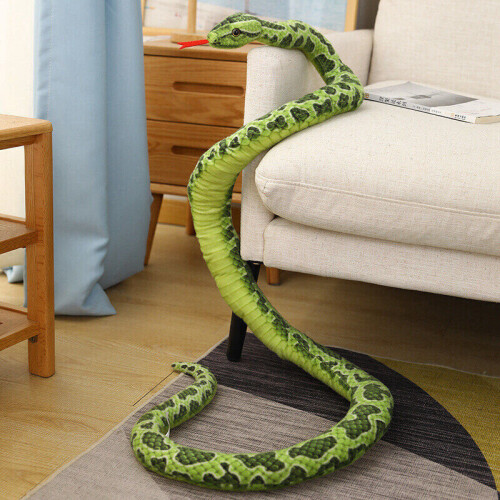Peluche Serpent Géant 200 cm – Boa/Cobra réaliste, long et doux, vert