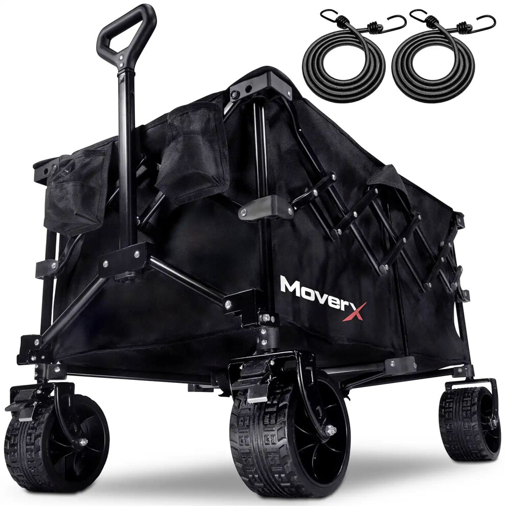 MoverX 200L/150kg Folding Camping Trolley Festival Wagon for Beach Outdoor Garden Picnic Shopping Fishing, Wide Wheels, Adjustable Handle