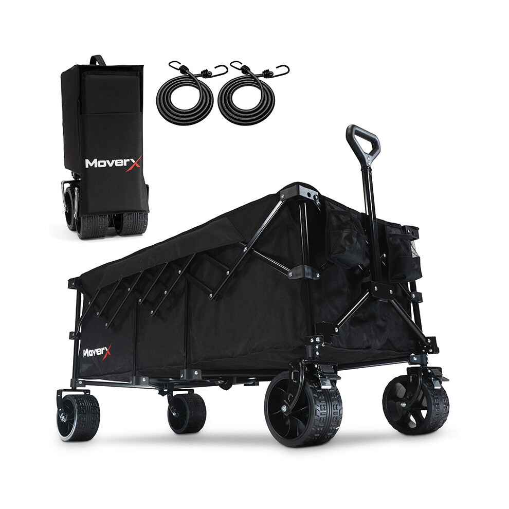 MoverX 300L/180kg Folding Camping Trolley Festival Wagon for Beach Outdoor Garden Picnic Shopping Fishing, Wide Wheels, Adjustable Handle