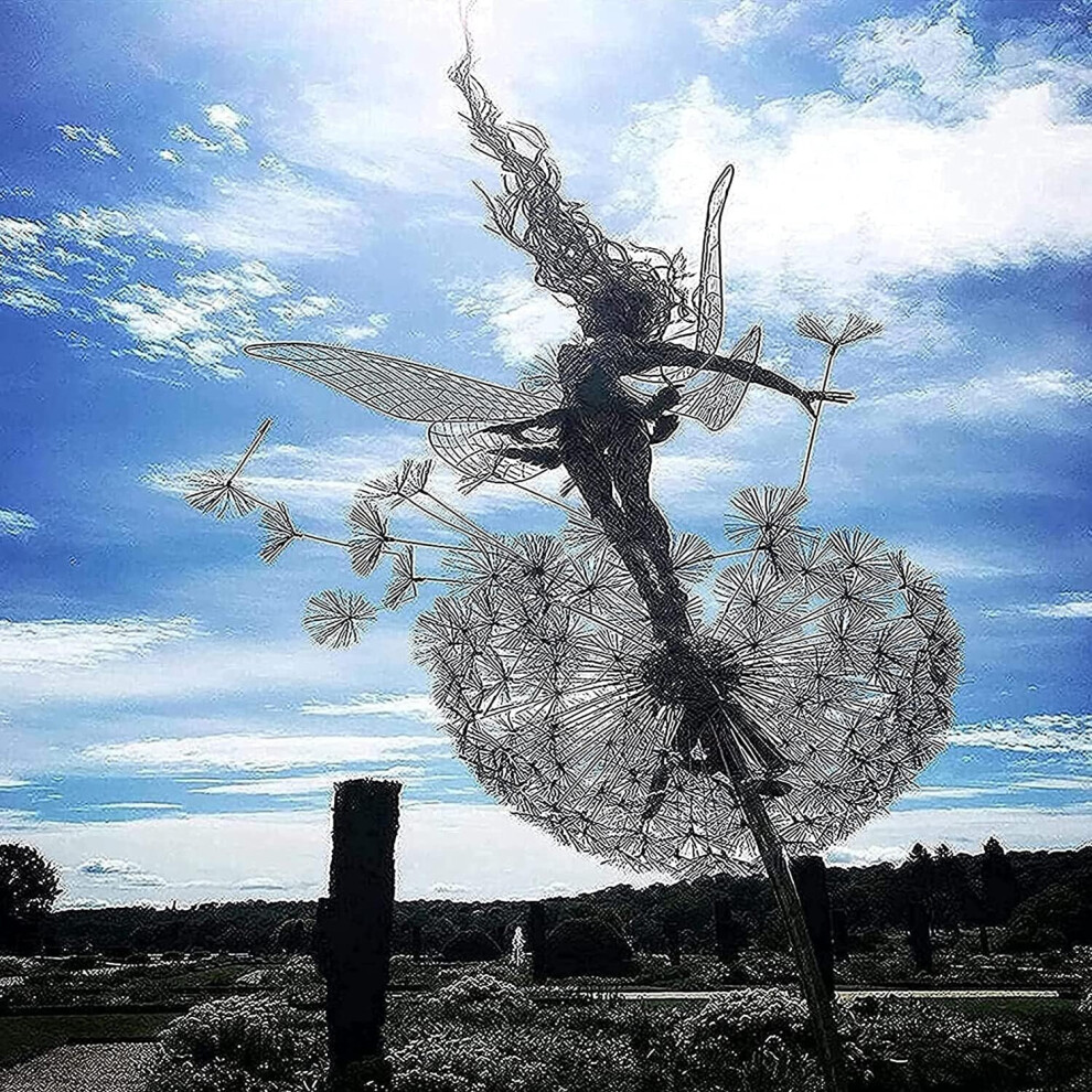 Fairies Dandelions Garden Art Sculpture Dance Yard Decorations Stainless Steel