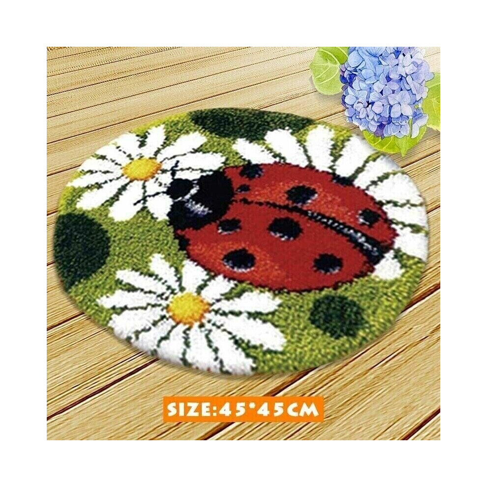 45*45cm Ladybug Rug-Making DIY Embroidery Latch Hook Kit Needle Craft
