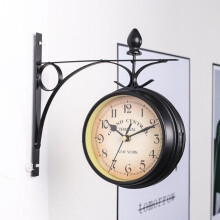 MDSRJONE Wanduhr Ornament Garten Doppelseitige Uhr Station Hängende Halterung Outdoor