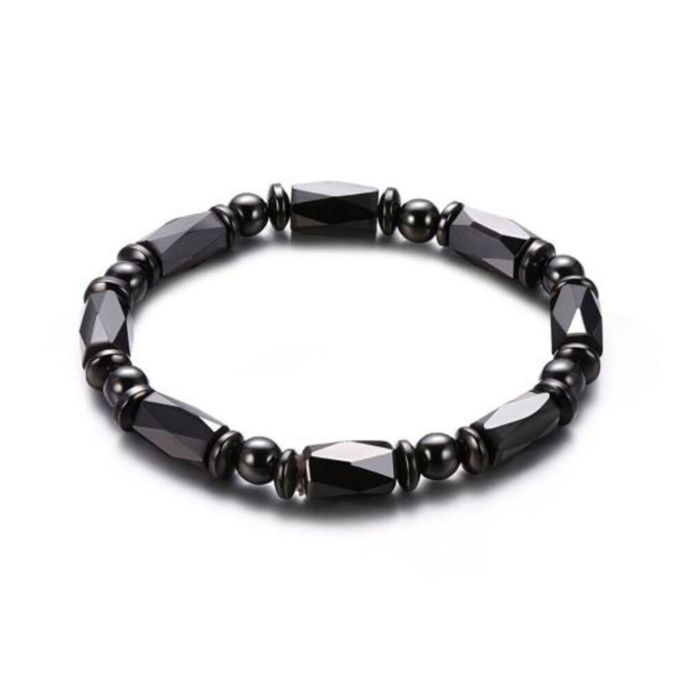 Unisex Faux Hematite Magnetic Beaded Bracelet Chain Decor Jewelry Gift