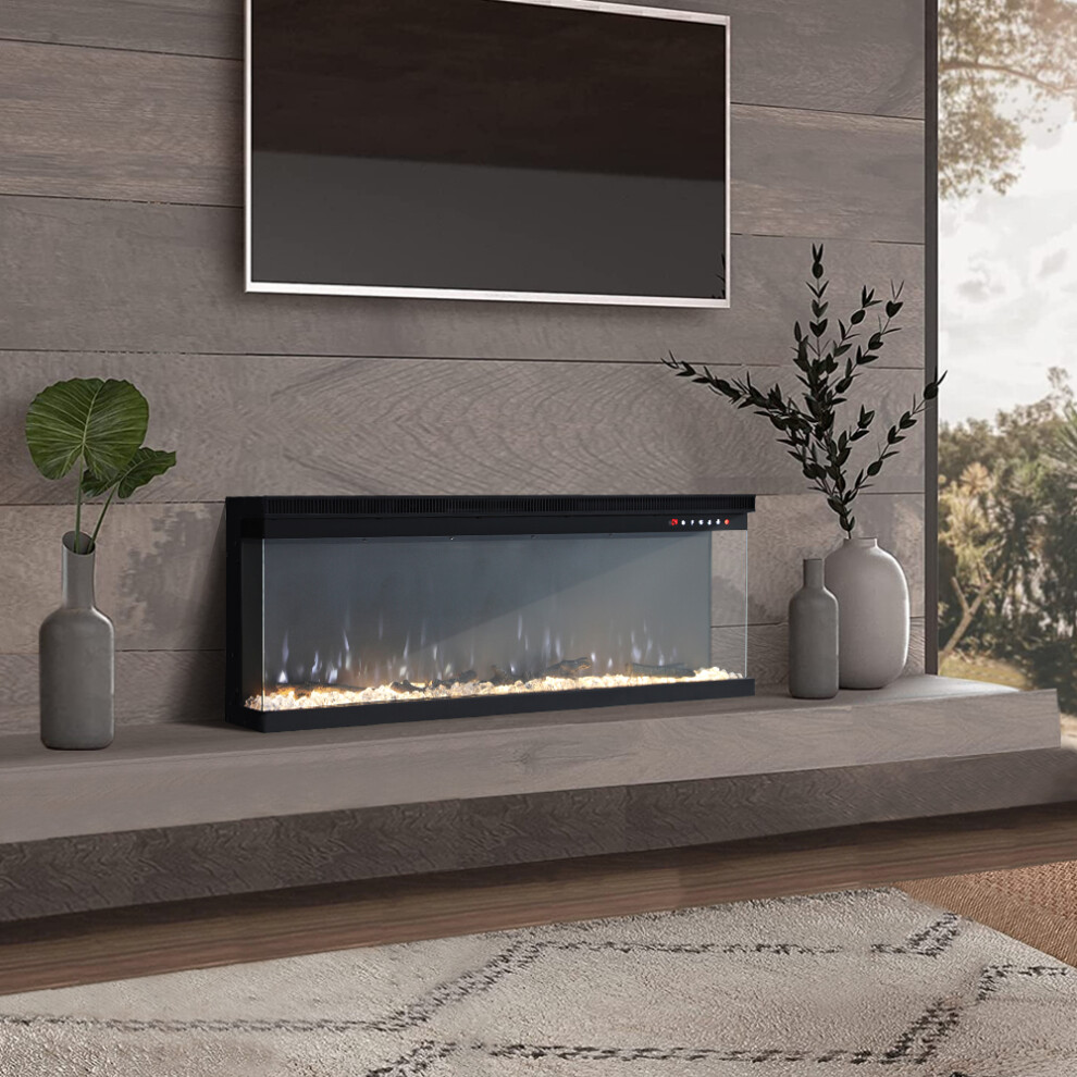50 Inch 1500W Modern Recessed Electric Fireplace with Remote Control