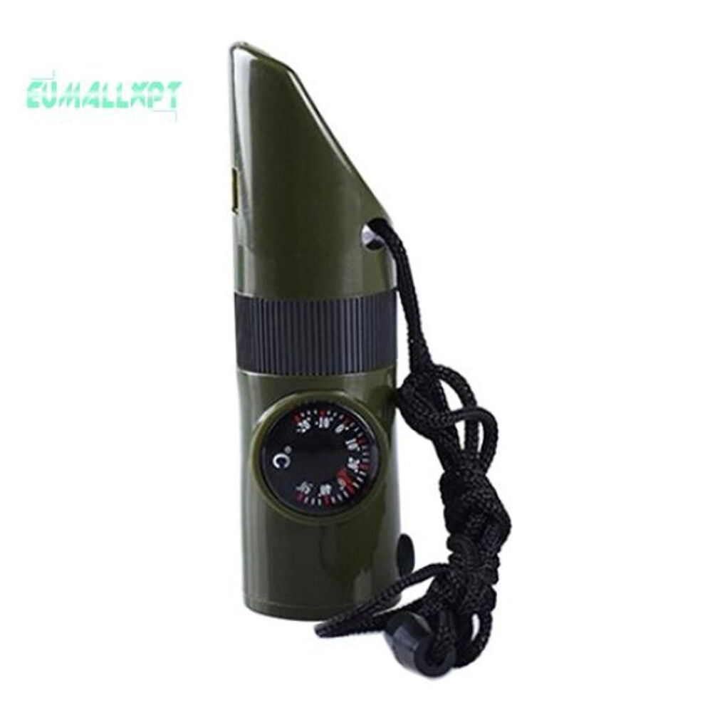 7 In 1 Camping Survival Compass - Thermometer Flashlight Magnifier Whistle Tool
