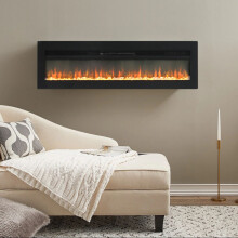 70 Inch 1500W Recessed Electric Fireplace with Remote Control, Black