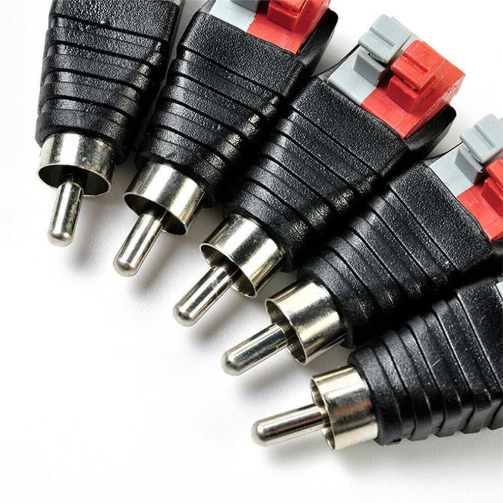 2 pieces Speaker Wire A/V Cable to Audio Male RCA Connector Adapter Jack Press Plug Speakers