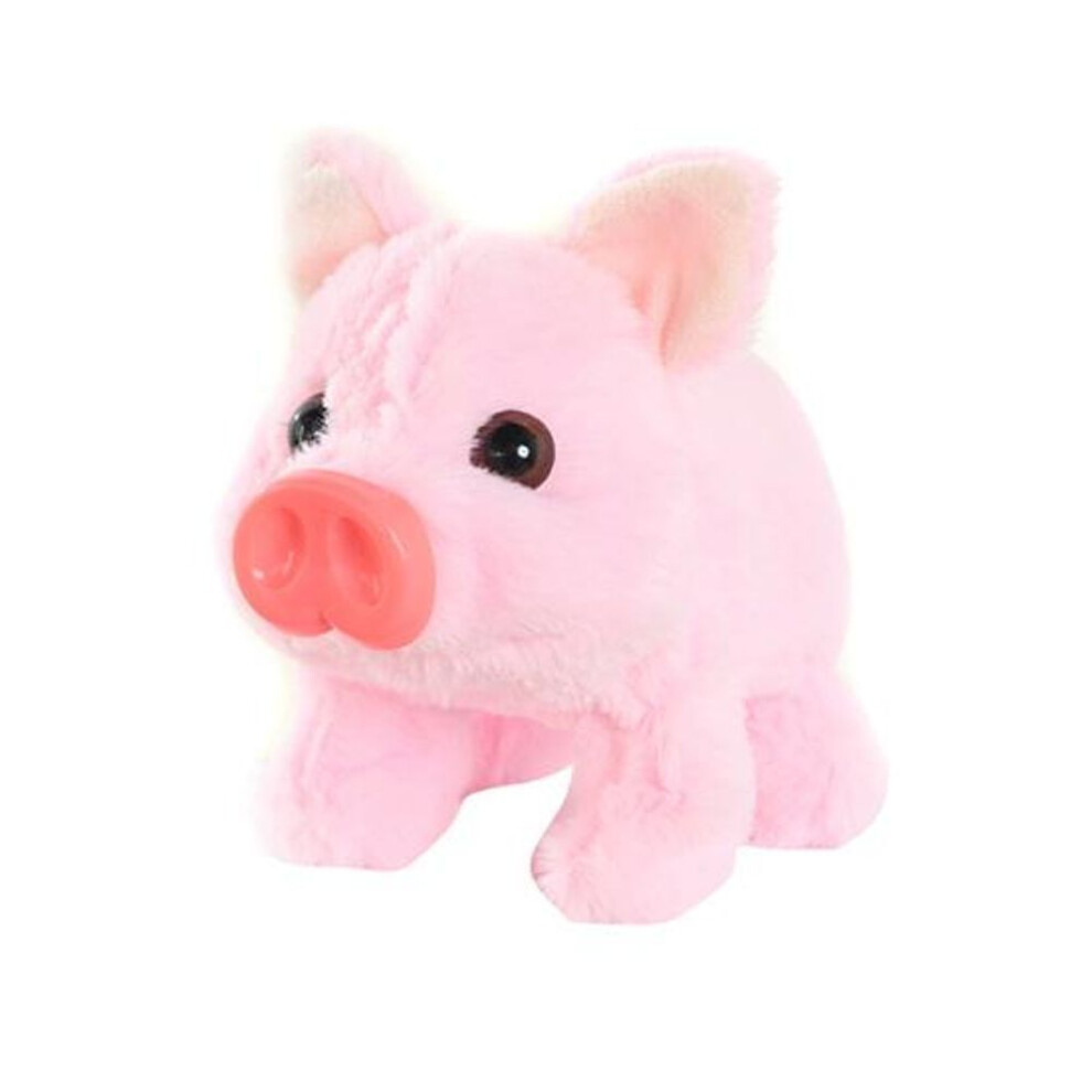 (Pink) Electric Plush Pig Toy With Sound Movable Nose Mouth Interactive Walking Piggy Plushie Stuffed Animal Doll Kids Boys Girls Birthday Gift Pink