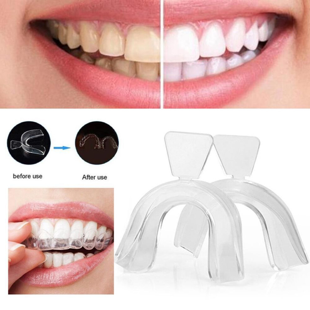No.ins 2pcs Food Grade Silicone Thermoform Teeth Whitening Tray Dental Care Mouth Guard