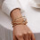 (Golden) Multi-Layer Cuff Bracelet Statement Jewelry Bangle 5