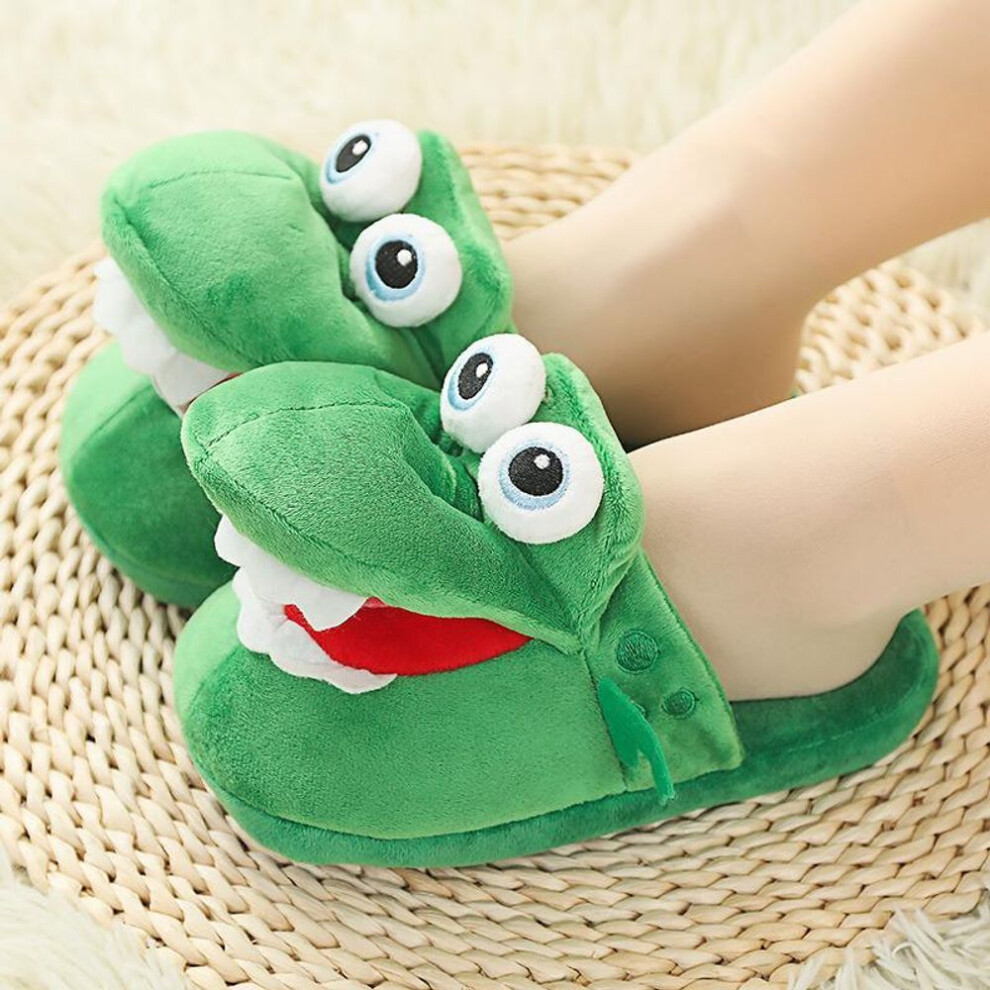 (43) Funny Crocodile Slippers With Moving Mouth Non-slip Ladies Home Cotton Shoes Women Cute Gifts Girls Plush Toy Slipper