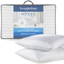 (Medium Pillow, 2 Pack) Snuggledown Luxurious Hotel Pillow UK Made