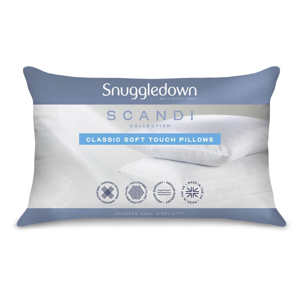 (Medium Pillow, 4 Pack) Snuggledown Scandi Soft Touch Pillow UK Made