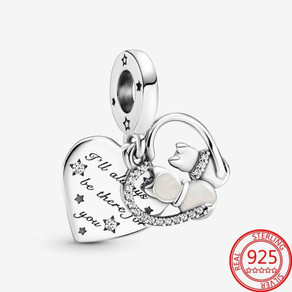 (as the picture) Authentic 925 Sterling Silver Cats Hearts Pendant Charm Fit Fashion Snake Bracelet Sterling Silver Charm Women Jewelry Gift