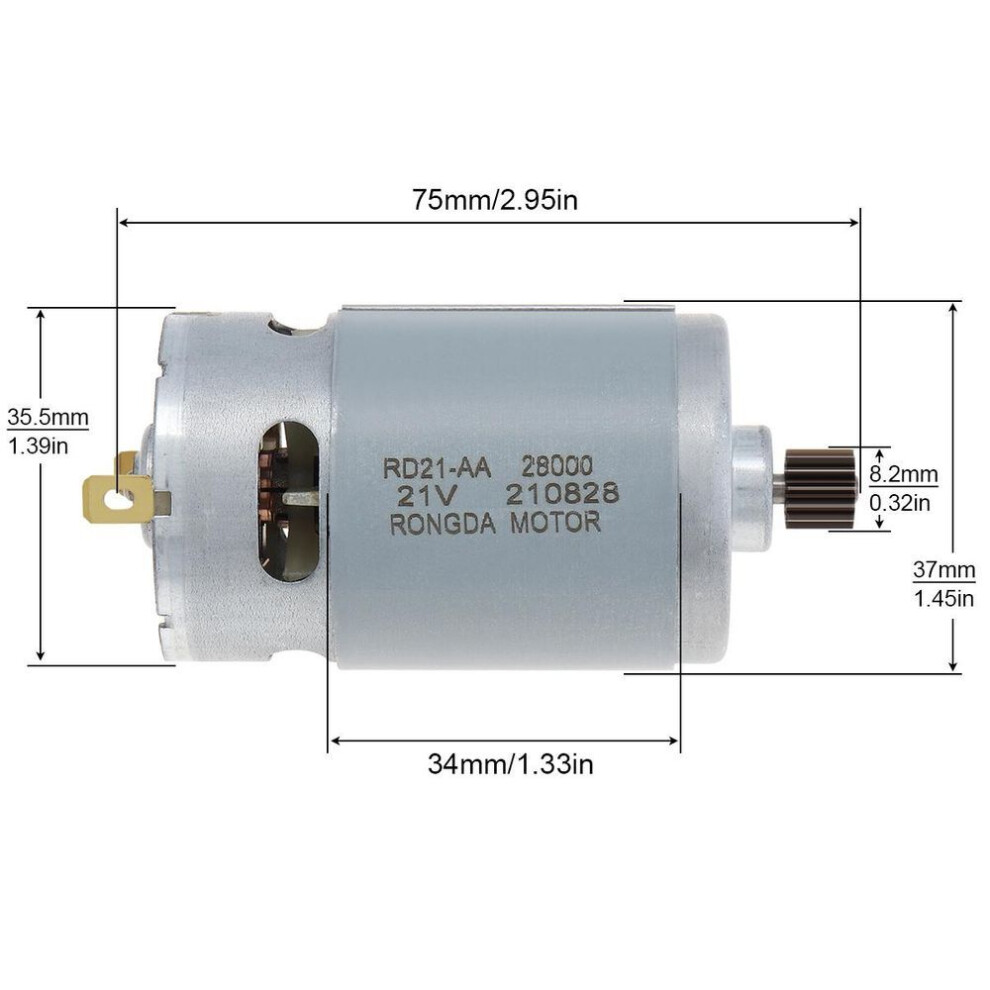 RS550 DC Motor 21V 29800RPM Lithium Electric Saw Motor with 14 Teeth Diameter 8.2mm Gear for Mini Saw Reciprocating Saw