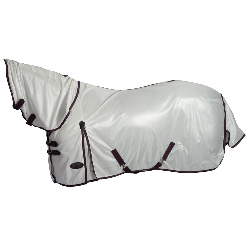 (6' 0", White/Maroon/Grey) Weatherbeeta Comfitec Essential Mesh II Combo Neck Turnout Rug