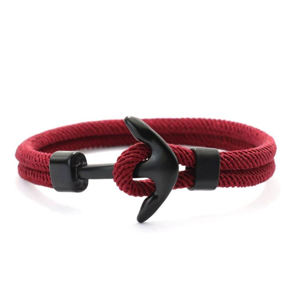 (wine, 20.5cm/8.07inch) Anchor Bracelet Men Fashion Student Navy Style Simple Student Trendy Men Women Braided Milanese Rope Braclet Couple Braslet