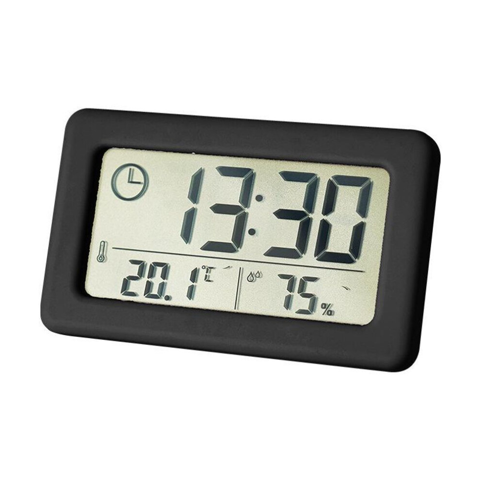 (black) Nordic Style Electronic  Alarm Clock Temperature Humidity Portable Table Clock Wall-mounted 12/24h Digital Led Clocks