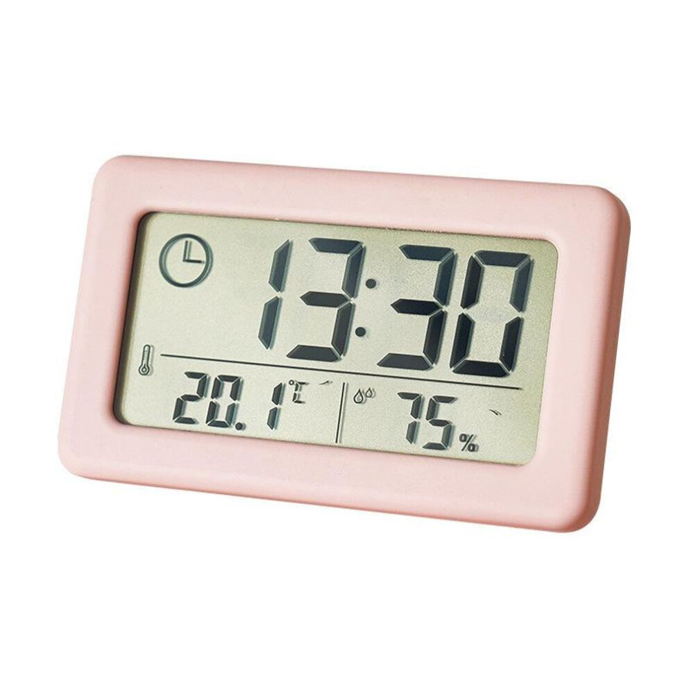 (pink) Nordic Style Electronic  Alarm Clock Temperature Humidity Portable Table Clock Wall-mounted 12/24h Digital Led Clocks