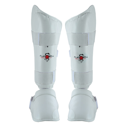 (Small ) WUKF Style Karate Competion White Shin Guards - Pair