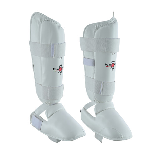 (Large ) WUKF Style Karate Competion White Shin Guards - Pair 2