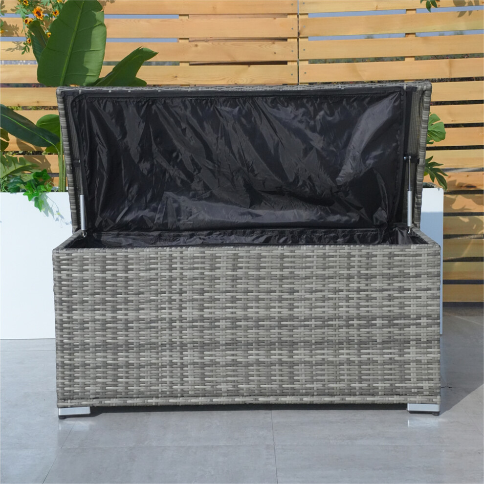 (Grey) Abrihome 243L Iron Outdoor Rattan Storage Box