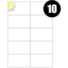 (LBL 10 PER SHEET) Address Labels White A4 100 Sheets Sticky Self Adhesive for Inkjet / Laser Printer