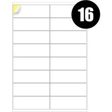 (LBL 16 PER SHEET) Address Labels White A4 100 Sheets Sticky Self Adhesive for Inkjet / Laser Printer