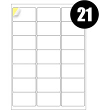 (LBL 21 PER SHEET) Address Labels White A4 100 Sheets Sticky Self Adhesive for Inkjet / Laser Printer