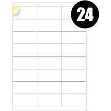 (LBL 24 PER SHEET) Address Labels White A4 100 Sheets Sticky Self Adhesive for Inkjet / Laser Printer