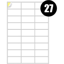 (LBL 27 PER SHEET) Address Labels White A4 100 Sheets Sticky Self Adhesive for Inkjet / Laser Printer
